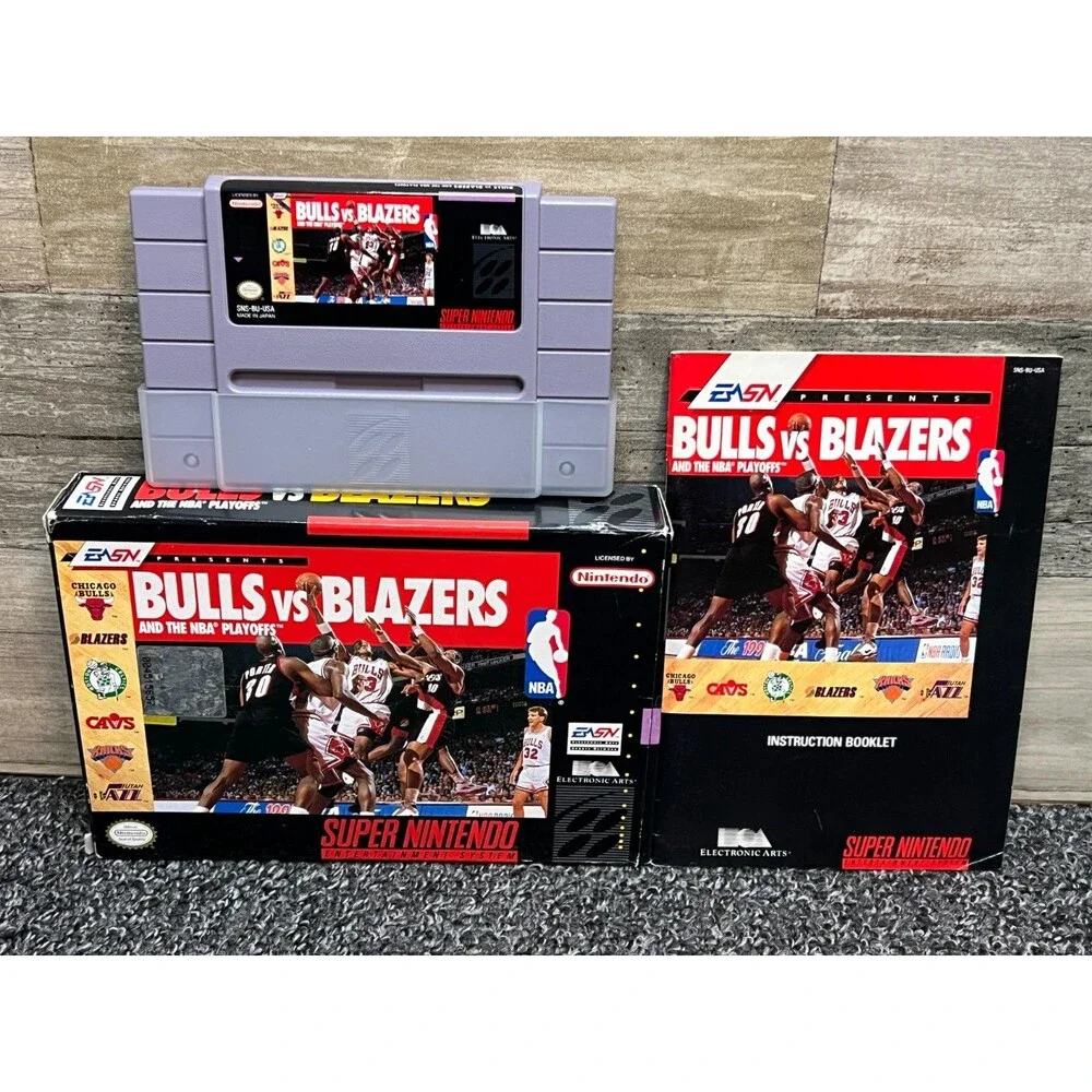 Bulls vs. Blazers and the NBA Playoffs (Super Nintendo, 1992) CIB Authentic SNES